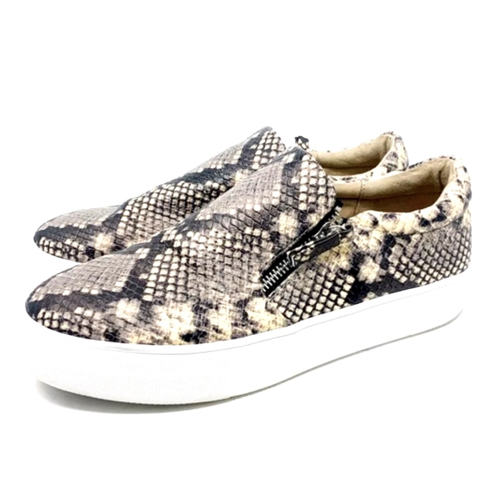 NWOT STEVE MADDEN Glam Slip-On Snakeskin Double Zip Fashion Sneaker
